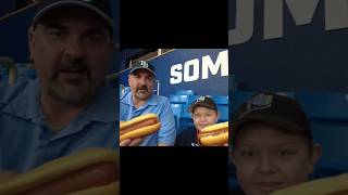 We try hotdogs at Tropicana Field. #shorts #mlb #hotdog #tampabayrays #foodreview #baseball #tampa