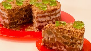 ТОРТ с ГРУШАМИ и ОРЕХАМИ (без выпечки)/ Cake with pears and nuts (without baking)