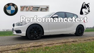 BMW 118d F20 stock performancetest 0-100km/h + 1/4mile (English)