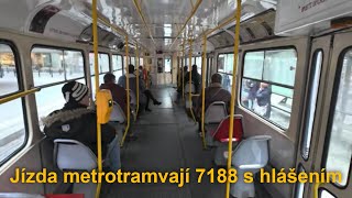 Projeďte se tramvají 7188 s novým hlášením k 50. výročí metra, Národní Třída-Zvonařka, 16.2.2024