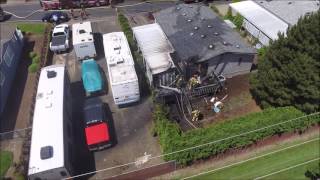 Overhaul of a mobile home fire, Drone View, Salem, Oregon UAV Quadcopter DJI Phantom 3