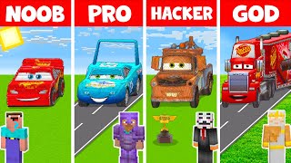 Minecraft MCQUEEN SPORT CAR BUILD CHALLENGE - NOOB vs PRO vs HACKER vs GOD / Animation