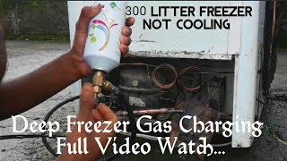 Deep freezer gas charging | 300 litre deep freezer gas refill Full Video | Voltas Freezer Gas Refill