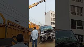 Crane vs car Crash #short