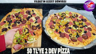 50 TL'YE BOL MALZEMELİ 2 DEV PİZZA Bol Malzemeli Pizza Tarifi Büyük Boy Pizza