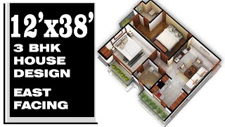 12X38 3BHK with car parking Plans I 3BHK duplex house by Concept Point Architect & Interior.