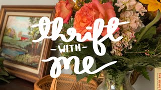 thrift with me + haul | thrifting art, baskets, and fabric