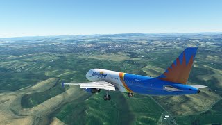 Airbus a319, Allegiant Airlines, arrival at Pullman-Moscow Regional Airport, Washington State. MSFS.