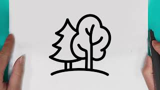 Learn How to draw forest easy for beginners  easy drawing cute forest Step by step