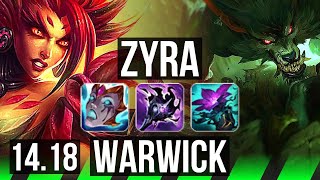 ZYRA vs WARWICK (JGL) | 8/3/24, 39k DMG, 800+ games | EUW Master | 14.18