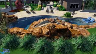 Freeform Gunite Pool with Grotto and Slide Video Presentation