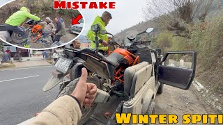 Winter Spiti ma Bike la ke galti kar di | Theog to kalpa | Day 1