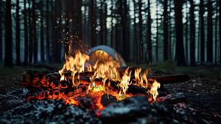 Soothing Lofi Music & Fire campfire ambience Sounds at night– Sleep, Relax, and Study