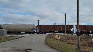 Illinois Central with fallen flag hopper cars in Paxton, Illinois