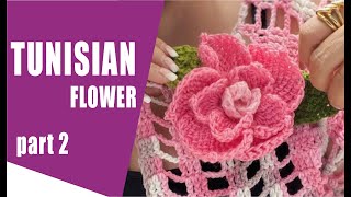 (P2) Tunisian Flower - EASY AND FAST - BY LAURA CEPEDA