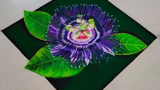 Krishna Kamal Flower Rangoli | Mahabharata flower Rangoli |  100 petals passion flower Rangoli