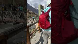 Crossing the river start of the Inca Trail 4 days Peru #travel #doinglittle #fun