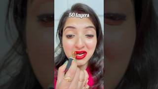 100 layers Challenge#viral #makeup#shorts #trending #lipstick #100layerschallenge #beauty