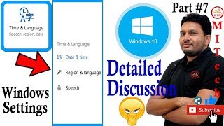 Windows 10 settings : Time & Language Setting🖥🖱💡Time,Language, date,Region,Speech | Part 7 Detailed