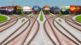 🎱 INDIAN FREIGHT &PASSENGER TRAINS CROSSING ON BUMPY FORKED RAILROAD TRACK #railfanning