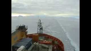 Sailing through the sea ice around Mawson Station, Antarctica