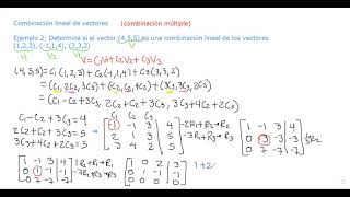 Combinación lineal de vectores - combinación múltiple