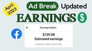 Facebook ad break earnings updated April 2023 |Monetization #facebookearning #monetization #facebook