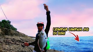 Waaaww! 😱 Lempar umpan jig dari pinggiran bisa dapat banyak ikan" enak dan mahal!