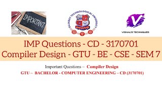 IMP Questions - CD - 3170701 | Question Bank of Compiler Design | GTU - BE - CSE - SEM 7 - IMP - CD