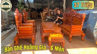 Bộ Bàn Ghế Hoàng Gia ( Chân 12 - Tay Đặc 14cm ) - 6 Món Gỗ Hương Đá : 37 Triệu ( Đục Vừa Phải )