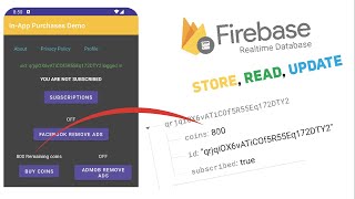 How to store and read In-App purchases coins from Firebase real-time database.