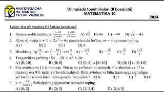 Matematika Olimpiada 2024-yil 10-sinf Test yechimlari 1-qism