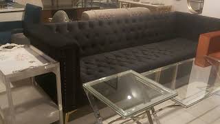 Long metal base tufting sofa