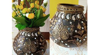 Easy and Beautiful Matka decoration//Mud pot decor at home// flower pot// lippan art on matka//