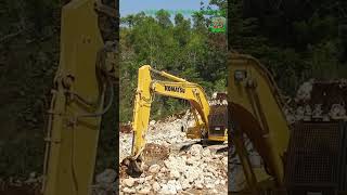 Komatsu Excavator Excavating Limestone Road #excavator #komatsu #alatberat #excavation #excavating