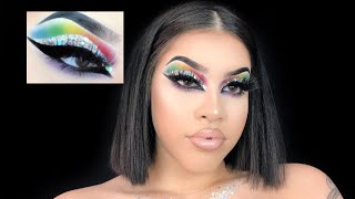 Pride rainbow glitter cut crease tutorial 🌈