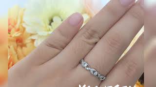 Unique Twig Ring Antique Leaf Flower Diamond Wedding Band