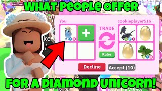 What People Trade For A Legendary Diamond Unicorn In Adopt Me! Trying To Get My Dream Pet!