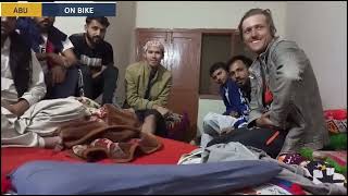 Foreigners in boys hostel  and give them ajarak sindhi cultural gift