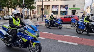 Brand New motorycycles of Warsaw Police. Nowe motocykle policji w eskorcie manifestacji w Warszawie.