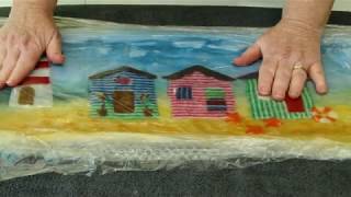 How to make an Artfelt Beach Hut Seaside Felt Picture