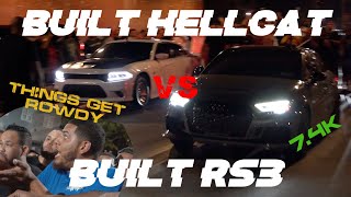 BUILT DODGE HELLCAT VS BUILT AUDI RS3! THINGS GO LEFT😳