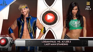 WWE - 2K24 Logan Paul Vs Aj Lee " Mixed Gender Match" ( Last Man Standing ) PS5 4K60fps