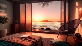 Perfect Night in Seaside Cozy Bedroom 4K - The Best Relaxing Atmosphere with  Piano Jazz Music