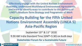 Day 2 of the Asia-Pacific Region Capacity Building for the 5th UN Environment Assembly (11 Sept. 20)