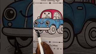 Fun Car 🚗 Coloring for Kids | Easy and Cute Car Coloring Page Tutorial #shorts