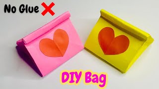 Origami paper bag/How to make paper bag without glue/no glue craft/DIY/School project/How to make.