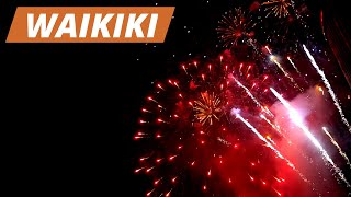 Fireworks at Waikiki Beach from the Hilton Rainbow Tower - Honolulu, Hawaii