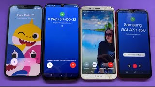 Google Duo Incoming + Outgoing Four Phones IPhone 12 vs Honor Redmi 7C vs Galaxy S2 Plus vs A60