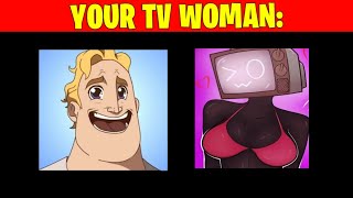 Pizza Tower screaming meme Skibidi Toilet Characters - TV Woman